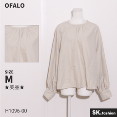 ★美品★ OFALO オファロ トップス　ブラウス　長袖　バックリボン　シンプル　オフィスカジュアル 　ベージュ　 【H1096-00】 送料無料　古着　レディース