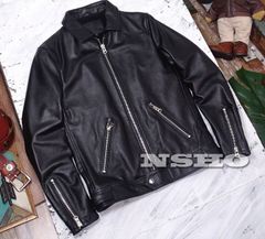 484/豪華 1.3mm 黒芯ホースハイド トスカーナ植物鞣し革ジャケット馬革