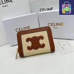 【今日特価】Celine セリーヌ トリオンフ キュイル コンパクトジッパー財布 繊維と小牛皮製、多収納-WTO輸入2