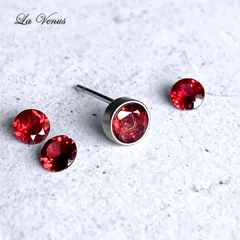 ✴︎つけっぱなしOK✴︎ 天然 モザンビーク産 ピンクガーネット 一粒 ベゼルピアス 4mm AAA 316 サージカルステンレス 金属アレルギー対応 片耳用【1月誕生石】