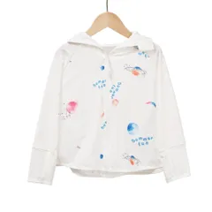 ☆ プラネット×ホワイト ☆ 4XL(140cm) ☆ キッズ ラッシュガード アウター パーカー ラッシュガード キッズ 長袖 長袖ラッシュガード フードあり 接触冷感 吸水速乾 男女兼用 シンプル 冷房対策 軽量 軽い おしゃれ かわいい 涼しい 快適