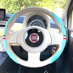 No.561 FIAT500ステアリングカバー　ミントグリーンのサムネイル