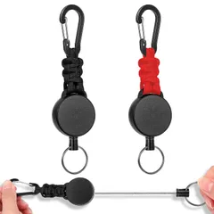 【新着商品】カラビナ付き リールキーホルダー 多機能 超軽量 伸縮性リール式キーリール 2個セット 紛失防止 吊り下げ名札 キャンプ [SODOI] ハイキング 釣りアウトドア用