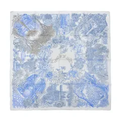 【希少！美品！】HERMES カレジェアン レイラの庭 ブルー ナチュラル系 希少！美品！】HERMES カレジェアン レイラの庭 ブルー