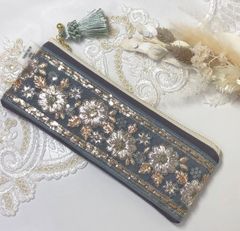 花の散歩道】インド刺繍リボンでつくるファスナーペンポーチの