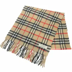 バーバリー BURBERRY 美品 スコットランド製 カシミヤ100％ マフラー ノバチェック ストール フリンジ IBO76