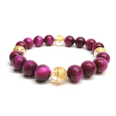 10mm 四神獣金彫水晶×ピンクタイガーアイ パワーストーン ブレスレット天然石 運気上昇 開運 金運 恋愛運 お守り 青龍 白虎 玄武 朱雀 メンズ・レディース 男性・女性 数珠ブレス 開運 ■