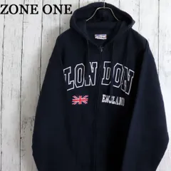 ZONE ONE ユニオンジャック刺繍 ＬＯＮＤＯＮ ジップアップ スウェットパーカー L