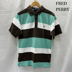 FRED PERRY フレッドペリー ポロシャツ 半袖 m2234 ボールドストライプ ボーダーポロシャツ green×brown S