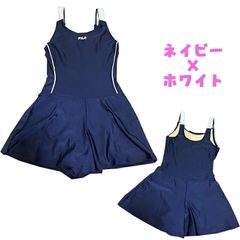FILA フィラ Aラインワンピース 水着 スイムウエア キュロットタイプ スクール水着 ブラック ネイビー ジュニア スイミング プール 海水浴 水遊び 【ネイビー×ホワイト】(124-685)