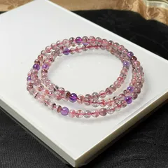 綺麗 EU製 ★スーパーセブン★パワーストーン 3本巻きブレスレット 天然石 原石 お守り 4.3-4.7mm ZB9456