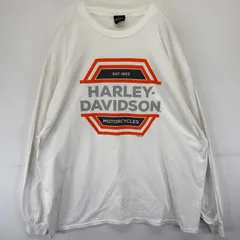 古着 ハーレーダビッドソン HARLEY DAVIDSON 長袖Tシャツ ロゴプリント 大きいサイズ クルーネック  ホワイト メンズ
