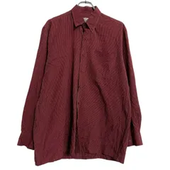 長袖 ストライプシャツ 40 L～ レッド ボタンダウン 胸ポケット カジュアルシャツ シンプル 薄手 古着卸 アメリカ仕入 a702-5504