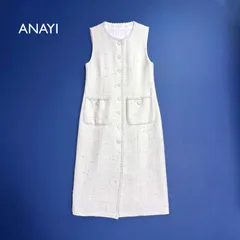 ch79 ANAYI 2025 完売品 ラメスラブツイードジレワンピース ロングジレ　ベスト　ツイードワンピース定価82,500円