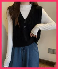 【スタッフおすすめ！】 Vネックニットベスト コンパクトベスト 韓国ニットチョッキ/ノースリーブニット/チョッキ 無地春秋 レディース ニットトップス 重ね着 レ おすすめ おしゃれ　かわいい　人気 85YN-900539