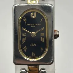 ◎【✨腕時計✨】シャルル　ジョルダン　CHARLES JOURDAN　クォーツ式　レディース　女性　ステンレス　スチール　金属　メタリック　文字盤　四角　スクエア　カラー　黒　ブラック　シンプル　デザイン　コンパクト　ブランド　フランス　アンティークのサムネイル