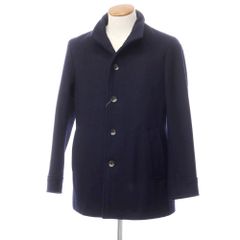 【中古】タケオキクチ TAKEO KIKUCHI ウールポリエステル スタンドカラー ショートコート ネイビー【サイズ2】【メンズ】