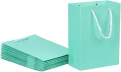 FUPUTWO ギフトバッグ 紙袋 ラッピング 無地 手提げ 厚手 縦型 シンプル 10点セット(ブルー,  S)