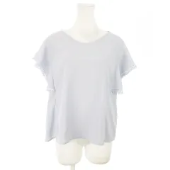 ロペピクニック ROPE Picnic ブラウス シアー Vネック 半袖 レース シンプル フェミニン 通勤 ビジネス 38 青 ブルー /AO5 ☆