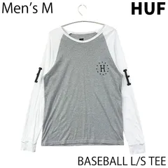 【USED／メンズM】HUF ベースボール TEE ロングスリーブ ヘザーグレー／ホワイト