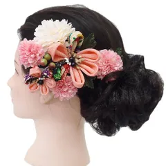 髪飾り 成人式 つまみ細工 振袖 前撮り 袴 花 浴衣 夏祭り 花火大会 ２点セット ピンク 白 浴衣 かんざし 髪型 ヘアスタイル No.9-3837