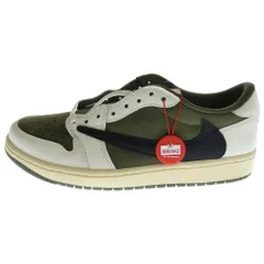 NIKE (ナイキ) ×TRAVIS SCOTT AIR JORDAN 1 LOW OG REVERSE OLIVE トラヴィススコット エアジョーダン 1 リバース オリーブ ローカットスニーカー US9.5/27.5cm DM7866-200