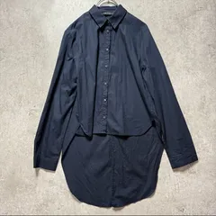 ZARA BASIC COLLECTION トルコ製 ロングシャツ XS ネイビー コットン100% アシンメトリー 前後差デザイン モード 長袖 ザラベーシック　ザラ　イレギュラーヘム