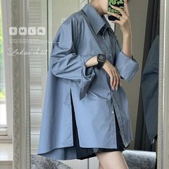 vネックシャツ レディース 夏 半袖 タック パフスリーブ
