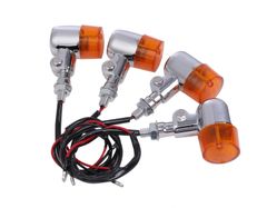GPZ400F Z400FX ZRX400 ゼファー400 バリオス SR400 XJR400 XJ400 TW225 等 SRX400 付 ステー 汎用品 アルミ 35mm 4個セット ウインカー (メッキ×アンバー) ヨーロピアン 丸型 CustomDiv