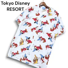 【新品 未使用】 Tokyo Disney RESORT 東京ディズニーリゾート 限定 春夏 ミッキー★ 総柄 半袖 アロハ シャツ Sz.M メンズ