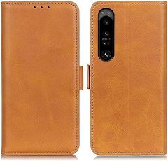 Xperia 1 IV SOG06 ケース 手帳型 エクスペリア 1 IV SO-51C 手帳 ケース 高級PUレザー シンプル手帳ケース 耐摩擦 サイドマグネット式 カード収納 大容量 3枚 横置きスタンド機能 耐衝撃 レトロブラウン