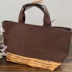 ☆ハンドメイド☆ブラウン×トリックバスケット☆トートバック☆お散歩バック