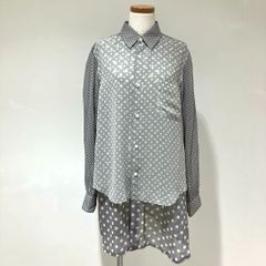 RM-B023 コムデギャルソン コムデギャルソン COMME des GARCONS COMME des GARCONS エステルジョーゼット ドットプリント 2枚重ねロングブラウス グレー×白 Sサイズ 2024年S/S