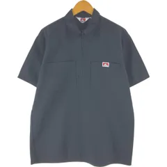 古着 90年代 ベンデイビス BEN DAVIS プルオーバー ハーフジップ 半袖 ワークシャツ ボックスシャツ USA製 メンズL相当/eaa565334