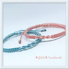 アンクレット or ブレスレット【ペアセット㉞】MIX2色編み