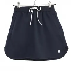 【超美品】フットジョイ ストレッチスカート ネイビー 裾ロゴ ウエストゴム 調節紐 レディース M ゴルフウェア FootJoy