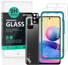 【人気商品】フィルム 保護 ガラス 2枚セット 強化 用 カメラレンズプロテ 5G(6.5) Pro M3 クター付き(金属材料) 5G/POCO 10 背面保護フィルム付き Note Redmi 簡単装着キット付き ガラスフィルム Ibywind