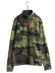 【お得なクーポン配布中!】 ノースフェイス 迷彩 ハーフジップ ストレッチ 長袖 Tシャツ メンズ S 古着 裏起毛 フリース The North Face ロンT ジャージ プルオーバー