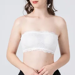 ☆ ホワイト ☆ XLサイズ ☆ チューブトップブラ カップ付き シルク mmrbr125b チューブトップ ブラ ブラトップ  ブラジャー チューブブラ ストラップレス ストラップなし カップ付き ワイヤーなし 胸パッド レース 下着 ずれない ノンワイヤー