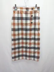 ◇ Θ Te chichi テチチ チェック 膝下丈 タイト スカート サイズM ホワイト　ブラウン　ブラック レディース E  【1411130005541】