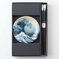 北斎波と富士　小皿箸揃