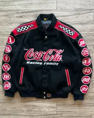 コカコーラ Coca-Cola 刺繍ロゴ スタジャン サイズL 中古美品 コカ・コーラ - Coca-Cola スタジャン コカ・コーラ 革ジャン