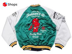 テッドマン TEDMAN スカジャン リバーシブル スーベニアジャケット L.R.D. エフ商会 TSK-059   エフ商会 「赤鬼 ラッキーレッドデビル」 キルティングジャケット  グリーン×ネイビー 新品