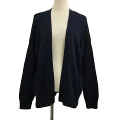 ニコアンド Niko and.. カーディガン ニット ケーブル編み リブ 前開き トッパー 長袖 3 M 紺 ネイビー