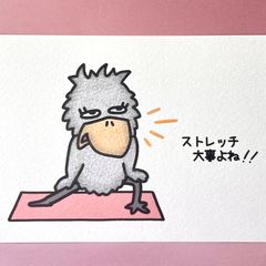 『ストレッチするハシビロコウの女の子🧘‍♀️』イラストカード💌