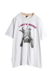 【お得なクーポン配布中!】 90s USA製 ネコ イラスト プリント Tシャツ メンズ レディース XL / オールド アニマル アート キャラクター メッセージ 大きいサイズ 白