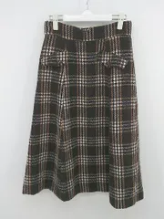 ◇ 31 Sons de mode チェック ニット 膝下丈 フレア スカート サイズ38 ブラウン系 ホワイト系 マルチ レディース P  【1303020000647】
