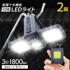 【2個セット】COBライト 充電式 LED ライト 投光器 防災ライト 小型ライト 懐中電灯 3面 防犯 防災 作業 登山 キャンプ 釣り アウトドア 高輝度 800m 防水 作業灯 小型 軽量 ハンディカラビナ 防災 A42MN2A