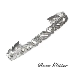 ハワイアンジュエリー バングル ステンレス 316L オープンバングル 透かし ピンク 24金 カットアウト スクロール レディース メンズ 送料無料 記念日 誕生日 プレゼント アレルギーフリー 女性用 男性用