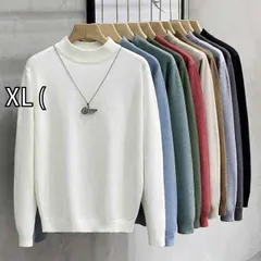 [XL (]秋冬 コーデ メンズ  服 シンプル ファッション オシャレ 大人 かっこいい 大きいサイズ ストリート 紳士服  長袖 ミッド カラー セーター ゆったり ハーフ タートルネックニット レイヤリング シャツ